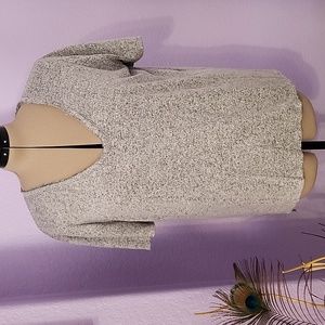 Caslon Knit Black & Grey Short Sleeve Top, Size Large